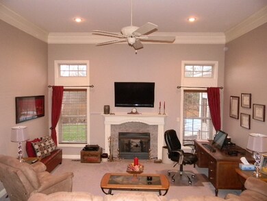 Soaring ceilings with detailed crown molding, nice
