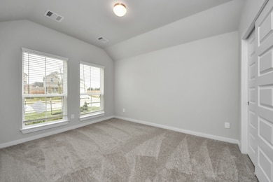 Secondary bedroom features plush carpeting, large
