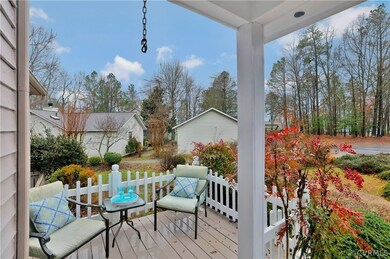 There is a small sitting area on the front porch