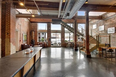 In the front lobby, looking back to the secure fro