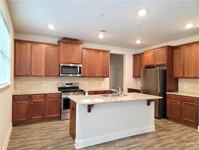 Kitchen with stainless steel appliances, decorativ
