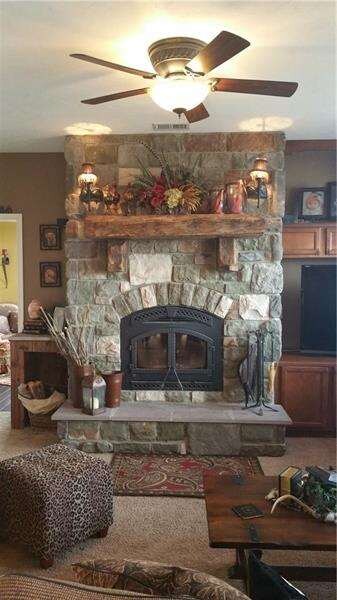 Family room wood fireplace