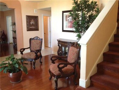 Foyer. Foyer entry with leaded glass front door an