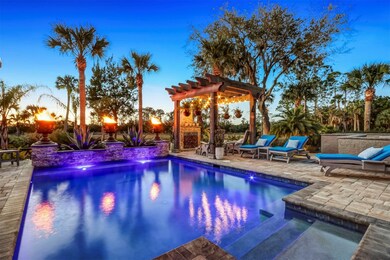 This home features a resort-like pool with gas-lit