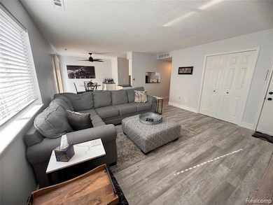 Open living room to dining area