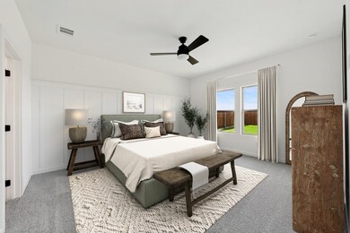 Primary suite with decorative feature wall