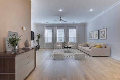 Beautiful living and dining combo with wood floors