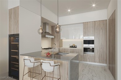 Kitchen with wall chimney range hood, a breakfast