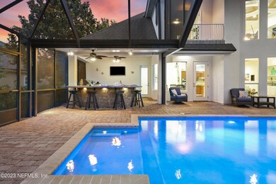 Pool to Outdoor Kitchen at sunset