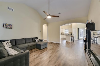 Living area featuring light wood finished floors, 