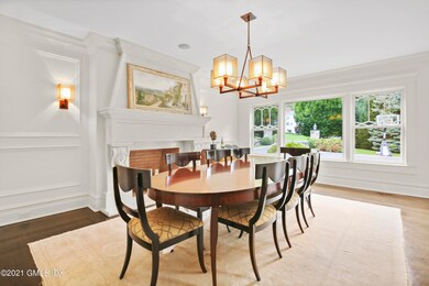 Dining room with fireplace