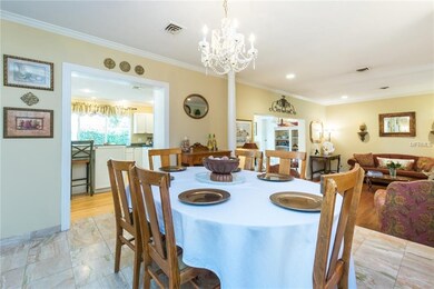 Dining room with view into the kitchen