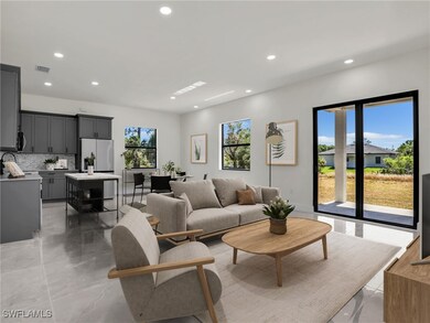 Living area featuring marble finish floor, visible