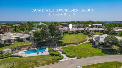 Aerial view of residential area with a pool area