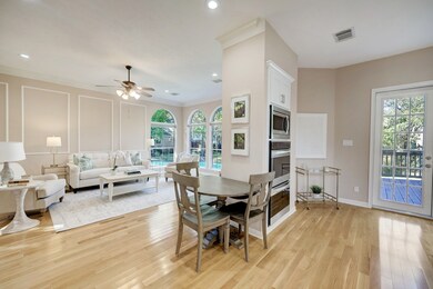 Breakfast nook sits between the kitchen and living