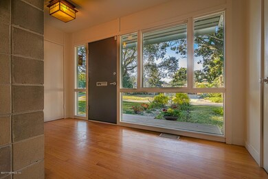Entry foyer is a study of linear design