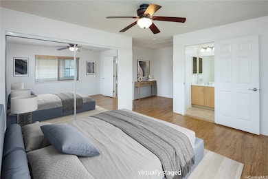 Spacious primary bedroom on the main level with pr