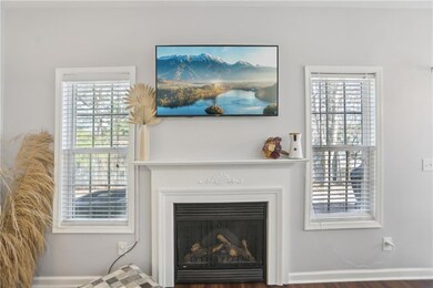 Interior details featuring a fireplace