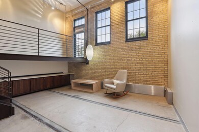 The original train tracks in the flooring add character and a unique feel.