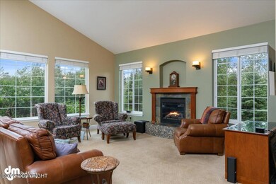 Living room with vaulted ceilings