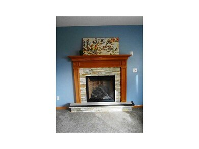 Fireplace. Gas fireplace with stone surround for t