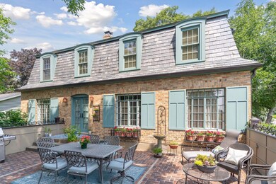 Courtyard with ironwork and copper-sheathed fencing