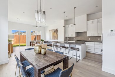 Striking statement tile backsplash and LaNova coun