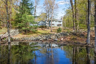 View from the pond of the back of the home