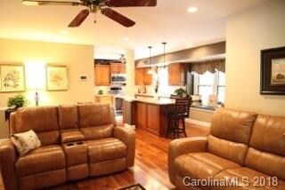 View from family room to open kitchen
