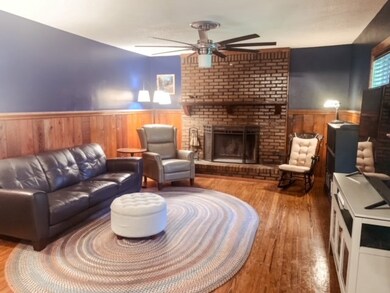 Den with fireplace