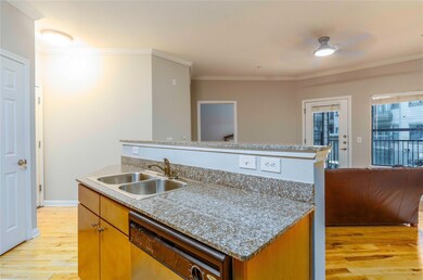 Kitchen with dishwashing machine, light wood fini