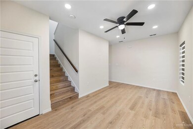 Unfurnished living room featuring visible vents, light wood finished floors, recessed lighting, and a ceiling fan