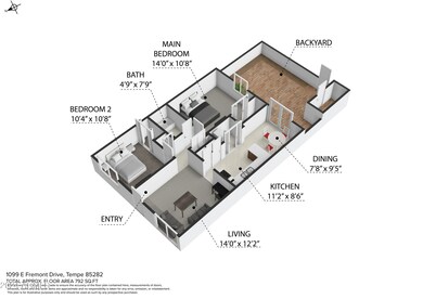 3D Floorplan-1099 E Fremont Dr Tempe