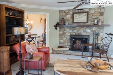 Beautiful stone fireplace with convenient gas logs