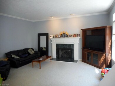The family room is sunken off the kitchen with a g