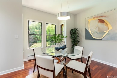 Dedicated dining area with views of the pond.