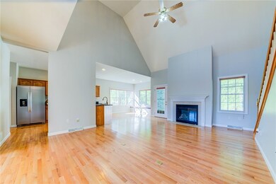 Soaring ceilings in the great room French door lea