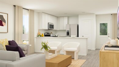 Kitchen featuring stainless steel appliances, ligh