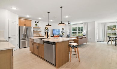 Kitchen with pendant lighting
