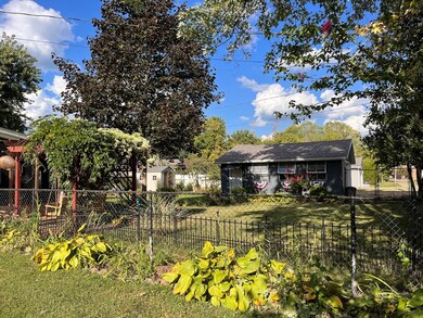 Side yard and garage