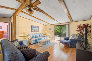 Living room featuring light wood-style flooring, v