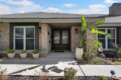 An oversized patio area at the front of the home i