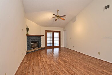 Great Room w. fireplace and french doors