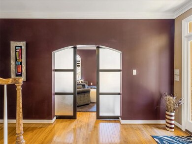The living room was converted to an office/den wit