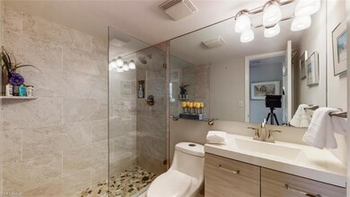 Guest bath also has low threshold spa like shower,