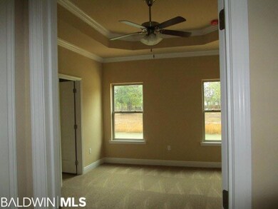 Master bedroom w/tray ceiling, crown moulding, fan