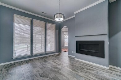 Living area with modern gas fireplace
