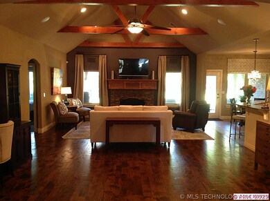 Grand 30' x 18' living.  15' ceilings with stained