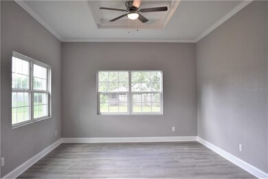 High tray ceiling in the living room.