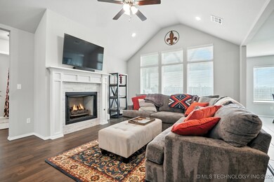 Gas fireplace and beautiful hardwood flooring